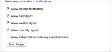 Configuration of notifications